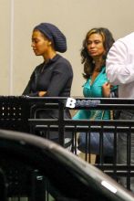 Beyonce Knowles is seen without makeup as she arrives in New Orleans, Louisiana to rehearse for the Super Bowl half-time show. Pictured here with her mother, Tina Knowles.