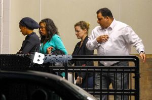 Beyonce Knowles is seen without makeup as she arrives in New Orleans, Louisiana to rehearse for the Super Bowl half-time show. Pictured here with her mother, Tina Knowles.