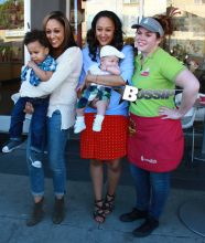 Actresses Tia & Tamera Mowry film scenes for their reality show at Menchies in Studio City,