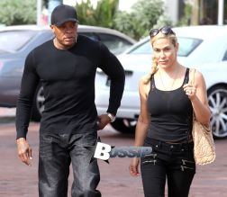 Dr. Dre spends some quality time with his wife Nicole Threat and has a little lunch date in Malibu today. The couple of 17 years wore matching all black today and cruised the streets in their cool three-wheel motorcycles.