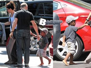 Sandra Bullock picking up son Louis from school in LA.