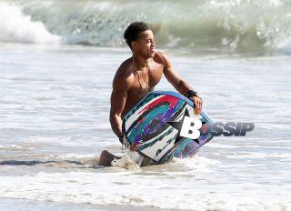 'Bolden!' actor Robert Ri'chard shows off his fit physique while catching a few waves in Malibu, California on November 4, 2013.