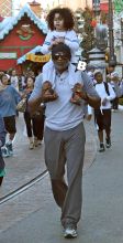 Cuttino Mobley cleans sons ice cream face at The Grove