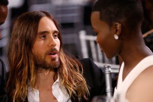 Actor Jared Leto (L) and actress Lupita Nyong'o attend the 19th Annual Critics' Choice Movie Awards at Barker Hangar on January 16, 2014 in Santa Monica, California.