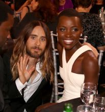 Actor Jared Leto (L) and actress Lupita Nyong'o attend the 19th Annual Critics' Choice Movie Awards at Barker Hangar on January 16, 2014 in Santa Monica, California.