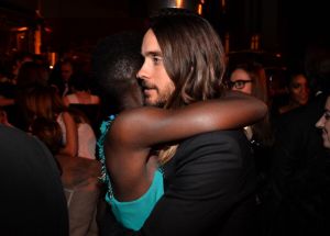 Actors Lupita Nyong'o (L) and Jared Leto attend the Weinstein Company & Netflix's 2014 SAG after party in partnership with Laura Mercier at Sunset Tower on January 18, 2014 in West Hollywood, California.