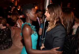 Actors Lupita Nyong'o (L) and Jared Leto attend the Weinstein Company & Netflix's 2014 SAG after party in partnership with Laura Mercier at Sunset Tower on January 18, 2014 in West Hollywood, California.