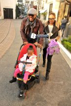 'Scandal' star Columbus Short seen strolling through The Grove with family in Los Angeles. Los Angeles, California - Wednesday March 26,
