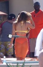 50 Cent's ex love, Daphne Joy, shows off her curves post baby as she hangs with bachlorette group in Las Vegas at the Daylight pool at Mandalay Bay. The former video star had all eyes on her as she wore a colorful bikini while relaxing with the group at their vip cabana at the new pool.