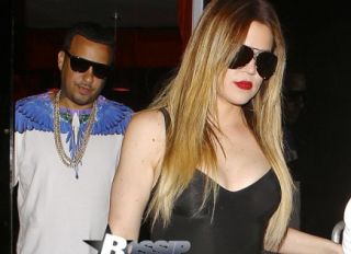 Khloe Kardashian and French Montana leave Philippe Chow in Beverly Hills after watching the Laker Game and leave in Khloe's Mercedes April 13