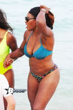 Serena Williams goes for a swim in the ocean with friends in Miami Beach. The tennis player went in the water with a female friend before relaxing on her sun lounger. After some fun in the sun and sand Selena went back inside her Miami hotel.