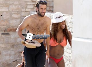 Serena Williams arrives back at a private villa with friends whilst on holiday in Croatia