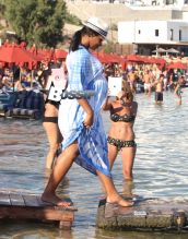 NBA superstar Lebron James enjoys Mykonos, Greece with his pregnant wife Savannah Brinson and friends on August 15, 2014.
