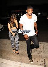 Cleveland Cavaliers Basketball player Kyrie Irving dine out with a female companion at Mr.Chow in Beverly Hills, CA