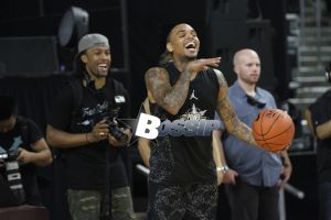 Celebrities ball at Power 106 All Star Game, including Chris Brown, Trey Songz, The Game, Tyga and more.