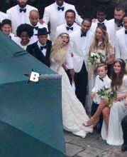 Singer Ashlee Simpson marries Evan Ross at an intimate ceremony at the home of Evan's mother Diana Ross in Greenwich, Connecticut on August 30, 2014. Attending the wedding were Ashlee's family, father Joe Simpson, sister Jessica Simpson, Eric Johnson and their kids Maxwell and Ace. Ashlee's son Bronx Wentz enjoyed his ride in a classic limo after the ceremony. Evan's half-sister Tracee Ellis Ross and Simpson family friends Donald Faison and his wife CaCee Cobb were also in attendance.