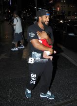Omarion, Apryl Jones and new baby Megaa exit Katsuya after dinner.