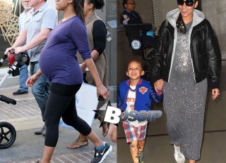 candid photos of pregnant Zoe Saldana and Alicia Keys