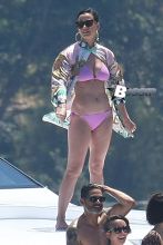 Katy Perry spend the afternoon on Sydney Harbour with her crew on luxury boat in Sydney, Australia. Katy was enjoying the sun in her pink bikini.