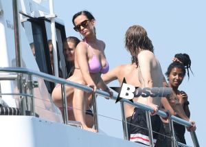 Katy Perry spend the afternoon on Sydney Harbour with her crew on luxury boat in Sydney, Australia. Katy was enjoying the sun in her pink bikini.