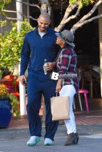 Nia Long and Ime Udoka share a laugh after lunch at Mauro's Cafe Fred Segal in West Hollywood. The happy couple returned to their car with big smiles and shared a laugh together after lunch at the LA eatery.