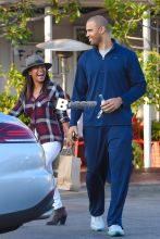 Nia Long and Ime Udoka share a laugh after lunch at Mauro's Cafe Fred Segal in West Hollywood. The happy couple returned to their car with big smiles and shared a laugh together after lunch at the LA eatery.
