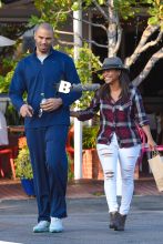 Nia Long and Ime Udoka share a laugh after lunch at Mauro's Cafe Fred Segal in West Hollywood. The happy couple returned to their car with big smiles and shared a laugh together after lunch at the LA eatery.