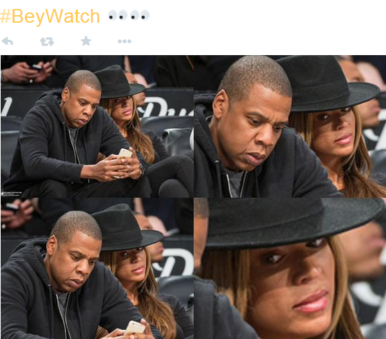 Beyonce Checks Jay Z's Phone At The Brooklyn Nets Game