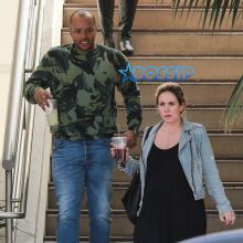 Donald Faison and pregnant CaCee Cobb enjoy a lunch date at Tender Greens in Studio City.