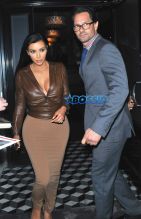Reality star Kim Kardashian spotted out for dinner at Craig's Restaurant in Hollywood, California on January 26, 2015. Kim is set to appear in a T-Mobile commercial that will be airing during the Super Bowl.