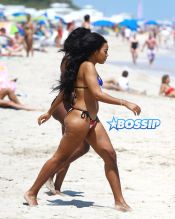 Socialite Angela Simmons shows off her bikini body as she enjoys a dip in the ocean on March 25, 2015 in Miami, Florida.