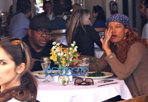 Bobby Brown takes his pregnant wife to lunch in Beverly Hills