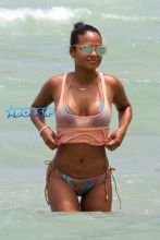 Christina Milian multicolored bikini back tattoo nice body sunglasses