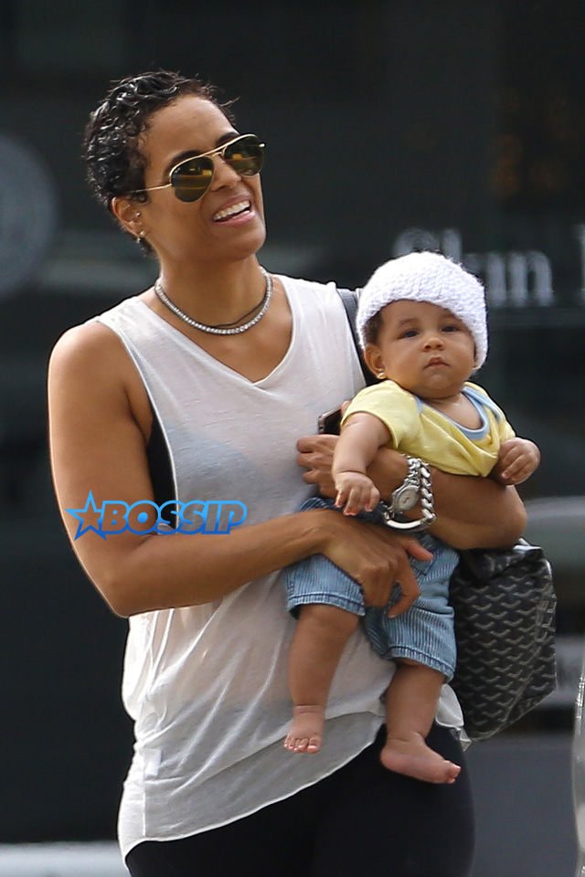 Alicia Keys overalls brother Cole Cook friend Daphne Wayans son Genesis Ali Dean