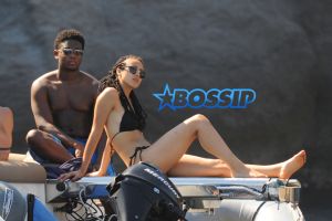 Game Of Thrones Nathalie Emmanuel Ischla Italy boat boyfriend beach black bikini braids