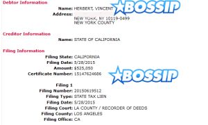 tax documents for Vincent Herbert Tamar Braxton's husband