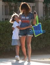 Fame Flynet Pictures Halle Berry jean shorts Nahla school uniform mother daughter bond