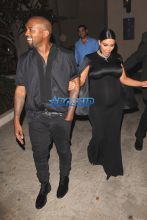 AKM-GSI Bouchon Restaurant Beverly Hills Kanye West Kim Kardashian All Black Pregnant Vogue CFDA Dinner