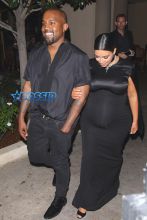 AKM-GSI Bouchon Restaurant Beverly Hills Kanye West Kim Kardashian All Black Pregnant Vogue CFDA Dinner