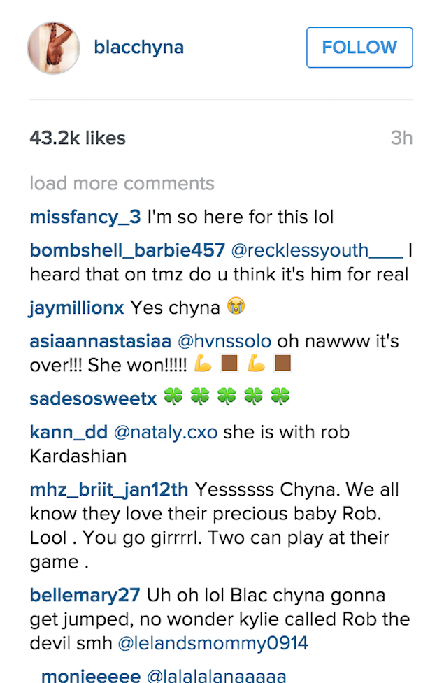 Blac Chyna Rob Kardashian Instagram comments 1
