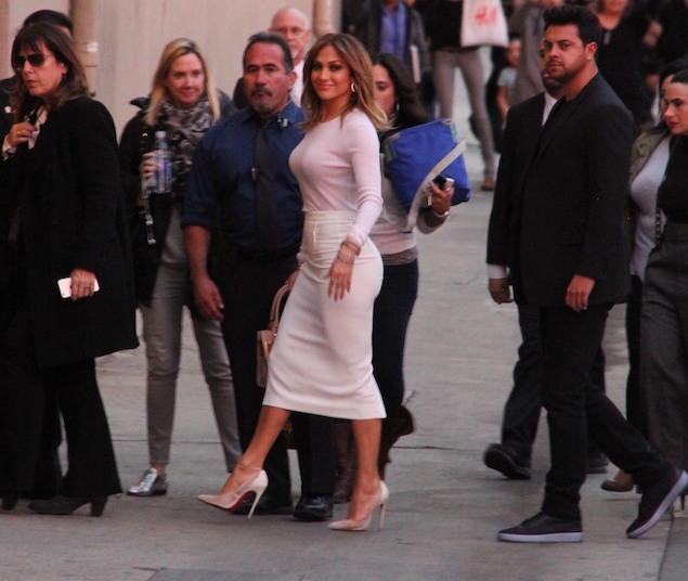 Jennifer Lopez arriving at the ABC studios for Jimmy Kimmel Live!