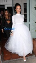 AKM-GSI Draya Michele Baby Bump White Dress Wedding Tulle Baby Bump Birthday Dinner Giorgio Baldi
