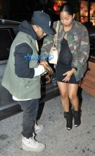 splash news Omarion and his pregnant girlfriend Apryl Jones arrive at Mr Nice Guy in West Hollywood,
