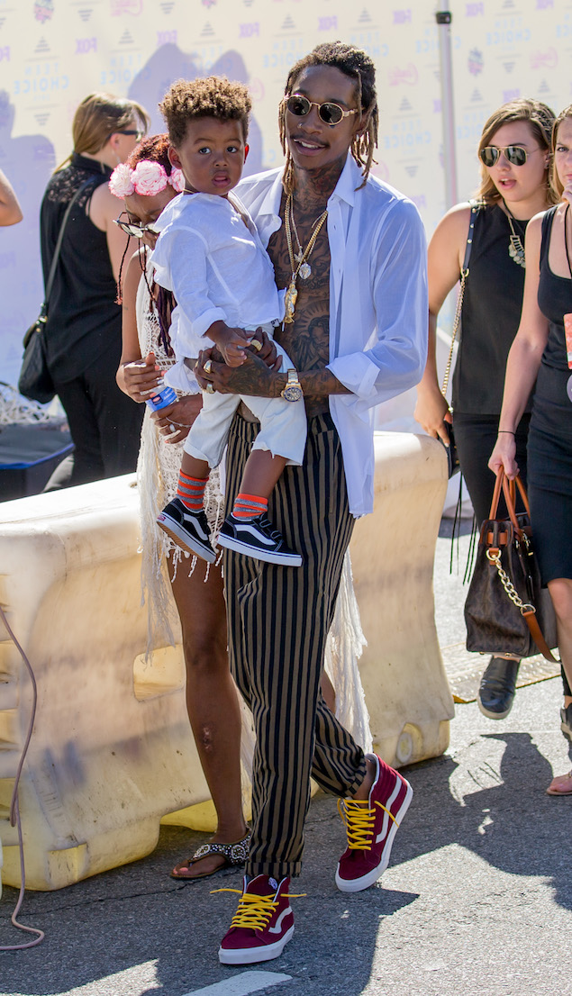 Wiz Khalifa seen holding his son Sebastian as they arrive to the 2015 Teen Choice Awards in Los Angeles