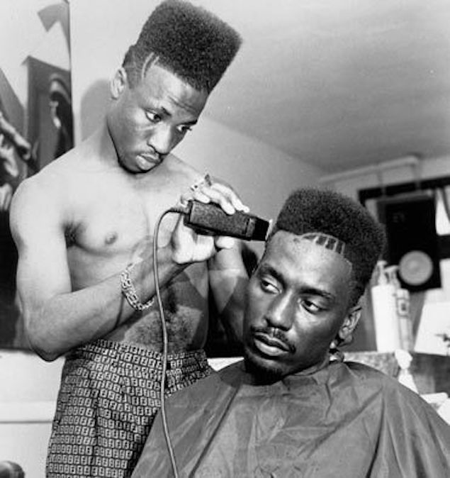 Big Daddy Kane getting a haircut back in the 80's