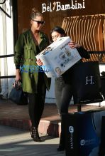 FameFlynetPictures Kim Kardashian Kanye West North West lunch in Bel Air baby shopping in Beverly Hills at Bel Bambini with John Legend and Chrissy Teigen
