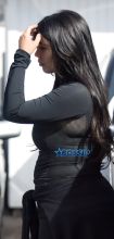 SplashNews Kim Kardashian black workout clothes baby weight