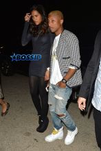SplashNews Pharrell Williams Helen Lasichanh Pharrell Leaves a Pre Oscar Talent Agency Party