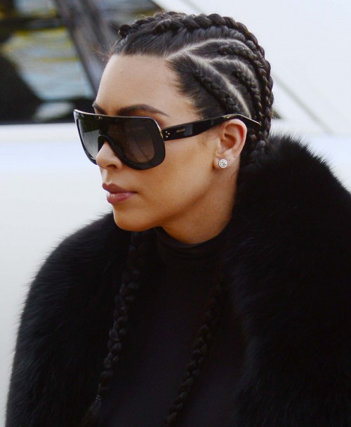 Kim Kardashian with her hair in braids heads to a meeting in Beverly Hills, Ca with her BFF Jonathan Cheban