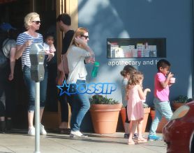 FameFlynetPictures Charlize Theron takes her kids Jackson and August out for ice cream in Hollywood, California on February 29, 2016.